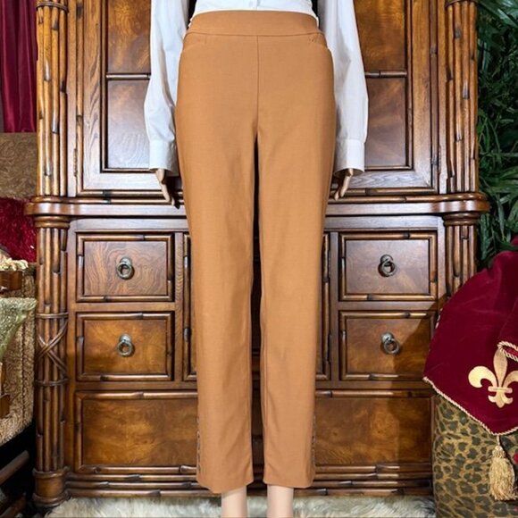 Chico's Sweet Cognac So Slimming Brigitte Button Hem Slim Ankle Pant - Picture 2 of 12